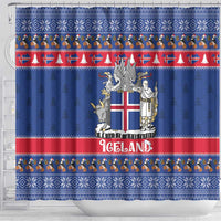 Iceland Christmas Shower Curtain Coat Of Arms Christmas Pattern - Wonder Print Shop