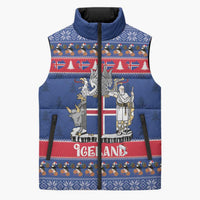 Iceland Christmas Sleeveless Puffer Jacket Coat Of Arms Christmas Pattern - Wonder Print Shop