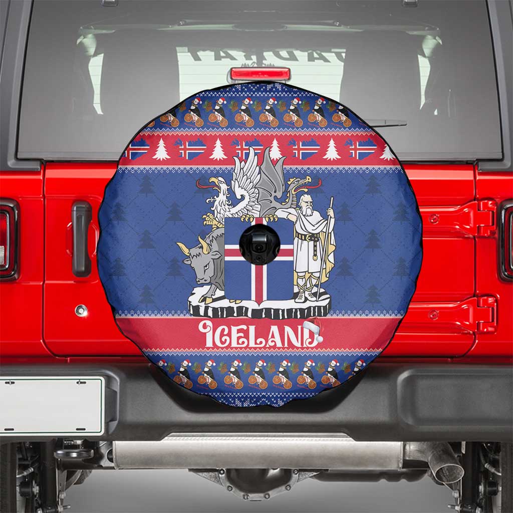 Iceland Christmas Spare Tire Cover Coat Of Arms Christmas Pattern - Wonder Print Shop