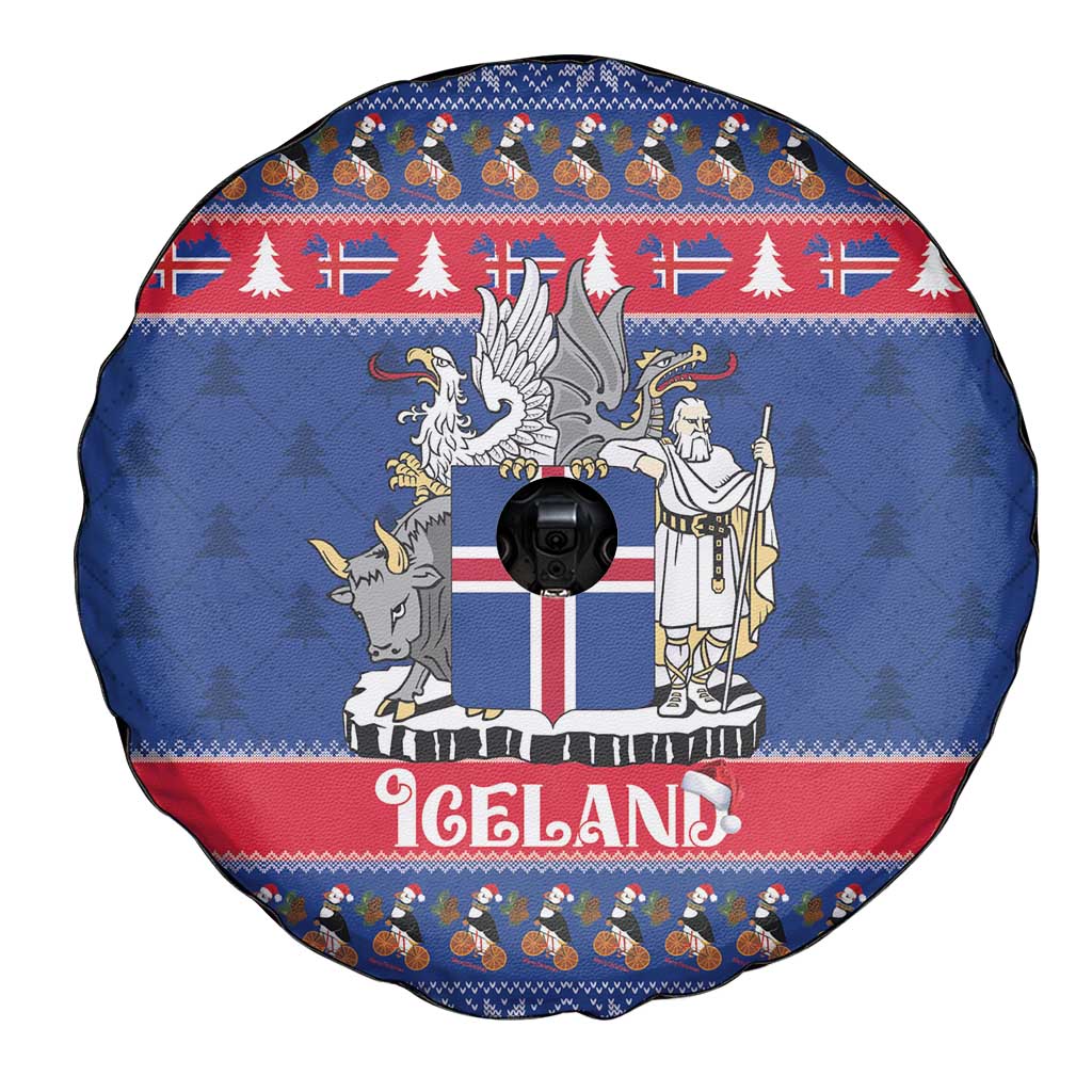 Iceland Christmas Spare Tire Cover Coat Of Arms Christmas Pattern - Wonder Print Shop