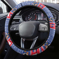 Iceland Christmas Steering Wheel Cover Coat Of Arms Christmas Pattern - Wonder Print Shop