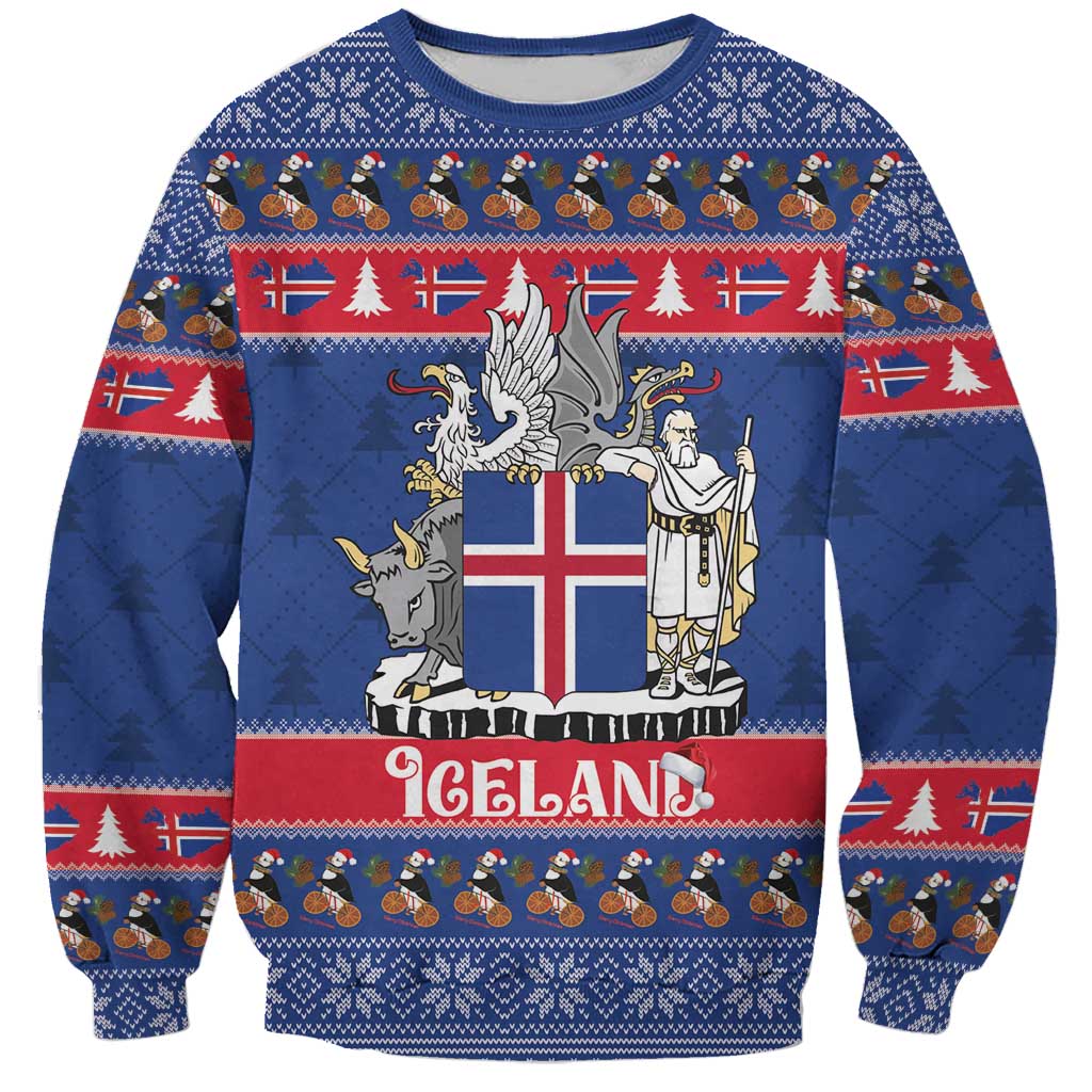 Iceland Christmas Sweatshirt Coat Of Arms Christmas Pattern - Wonder Print Shop