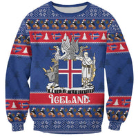 Iceland Christmas Sweatshirt Coat Of Arms Christmas Pattern - Wonder Print Shop