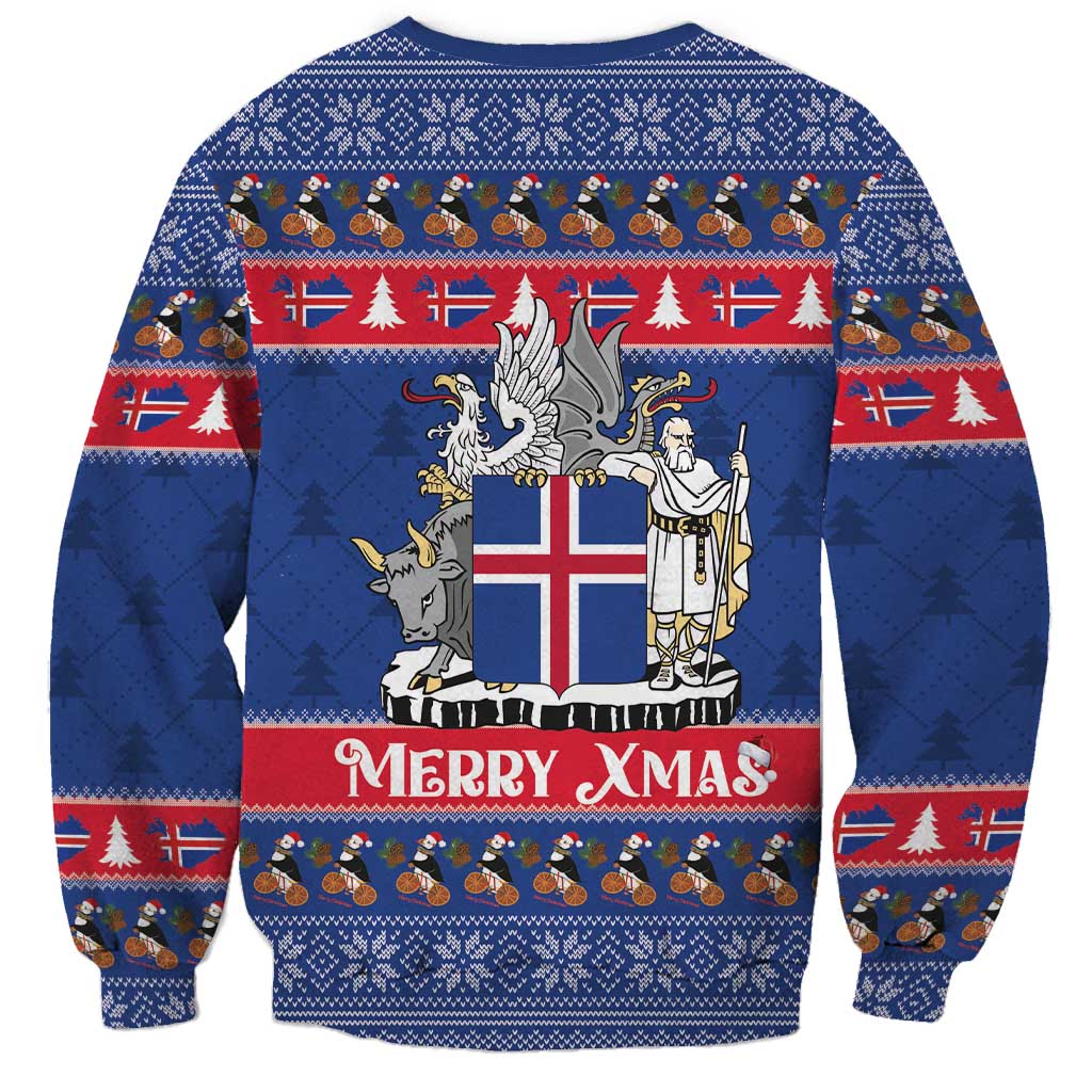 Iceland Christmas Sweatshirt Coat Of Arms Christmas Pattern - Wonder Print Shop
