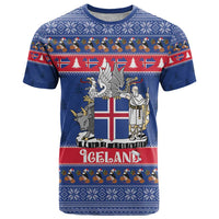 Iceland Christmas T Shirt Coat Of Arms Christmas Pattern - Wonder Print Shop