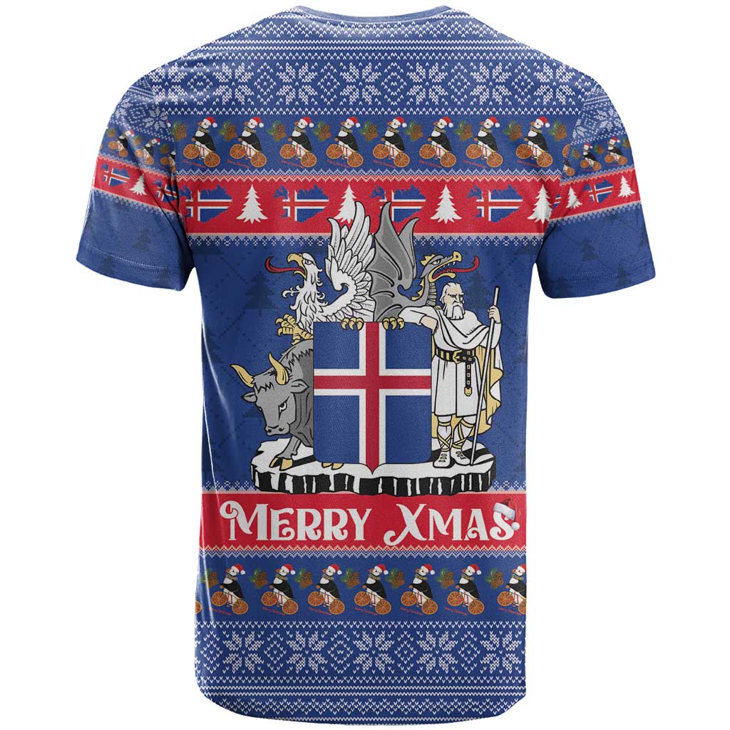 Iceland Christmas T Shirt Coat Of Arms Christmas Pattern - Wonder Print Shop