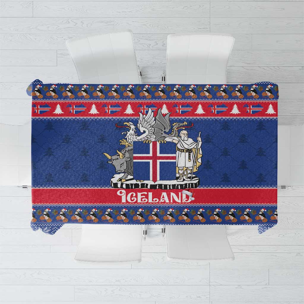 Iceland Christmas Tablecloth Coat Of Arms Christmas Pattern - Wonder Print Shop