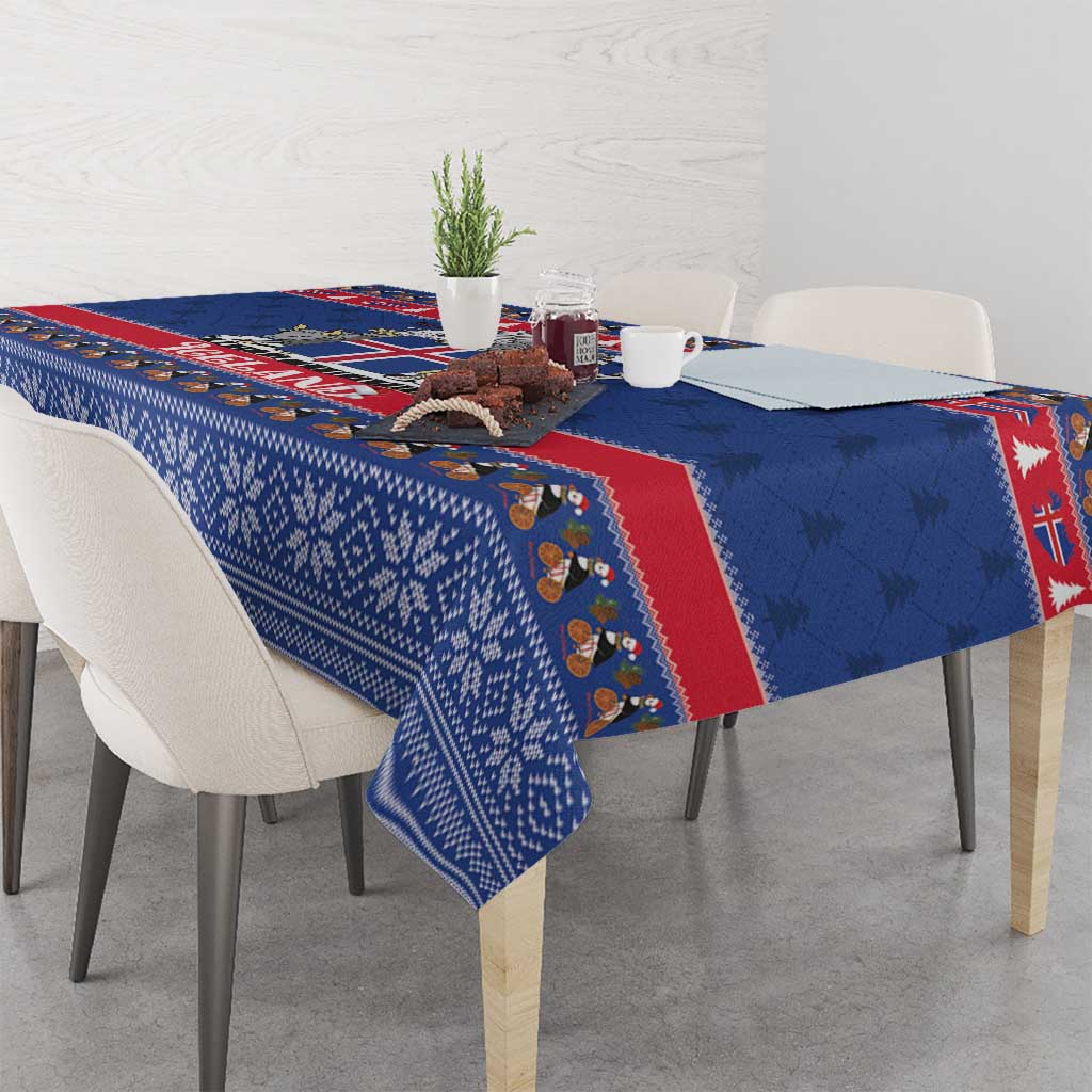 Iceland Christmas Tablecloth Coat Of Arms Christmas Pattern - Wonder Print Shop