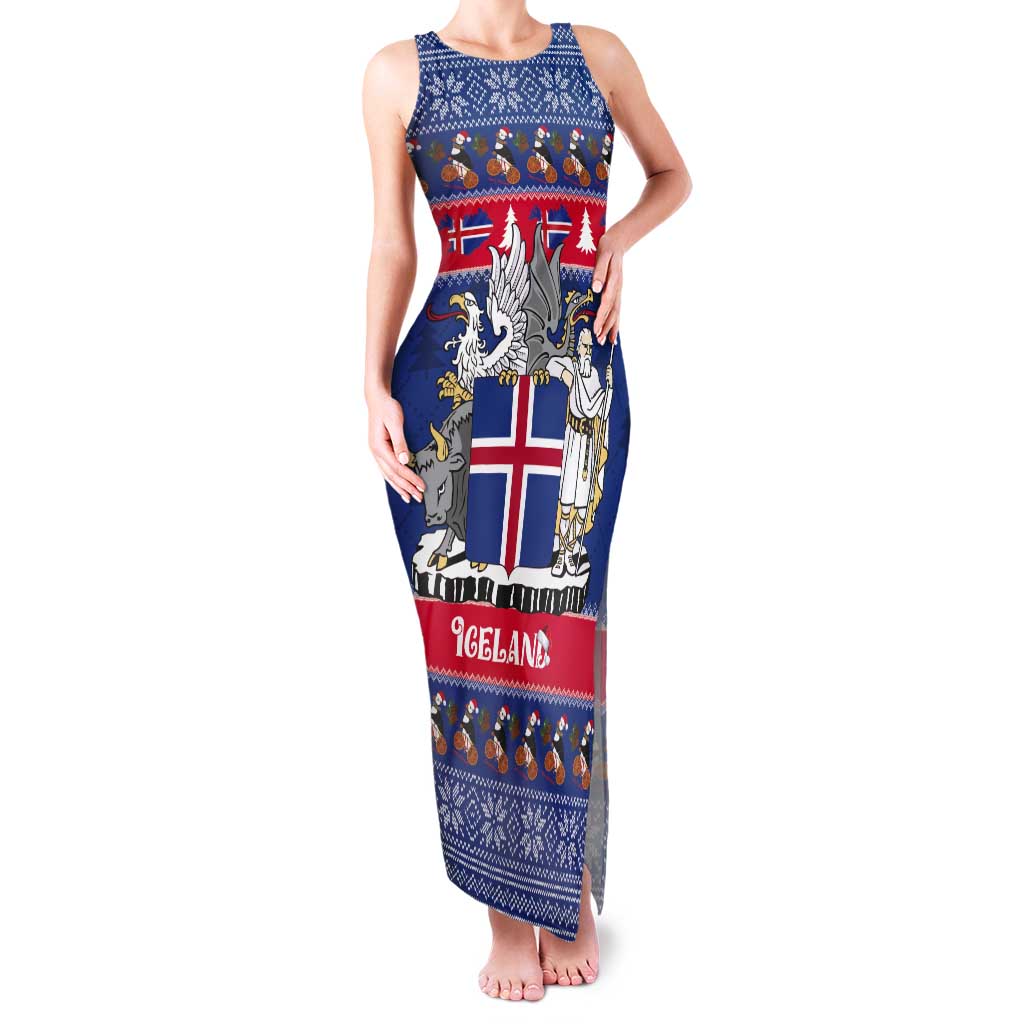 Iceland Christmas Tank Maxi Dress Coat Of Arms Christmas Pattern - Wonder Print Shop