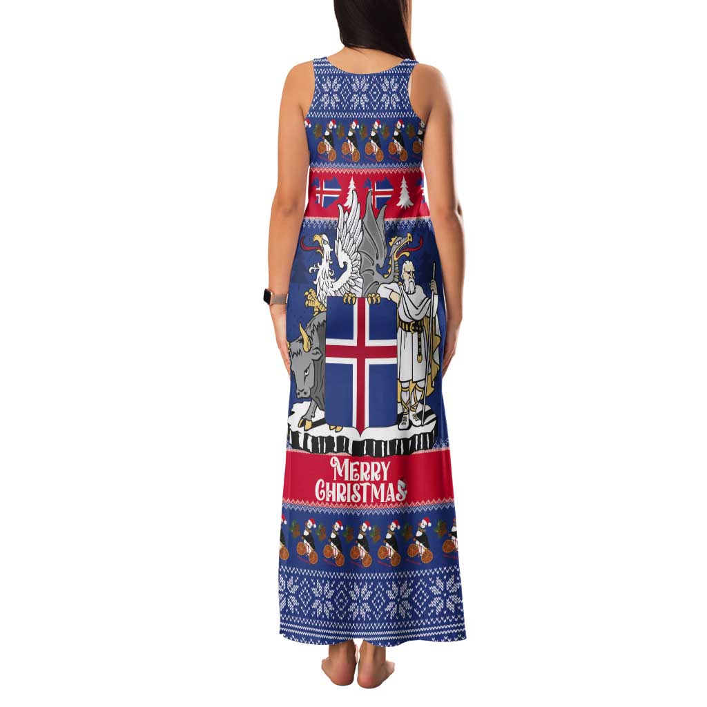 Iceland Christmas Tank Maxi Dress Coat Of Arms Christmas Pattern - Wonder Print Shop
