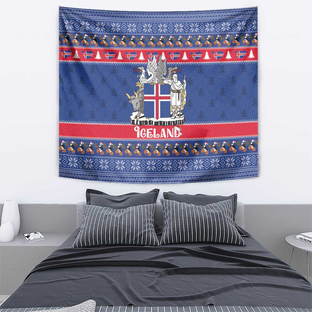 Iceland Christmas Tapestry Coat Of Arms Christmas Pattern - Wonder Print Shop