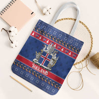 Iceland Christmas Tote Bag Coat Of Arms Christmas Pattern - Wonder Print Shop