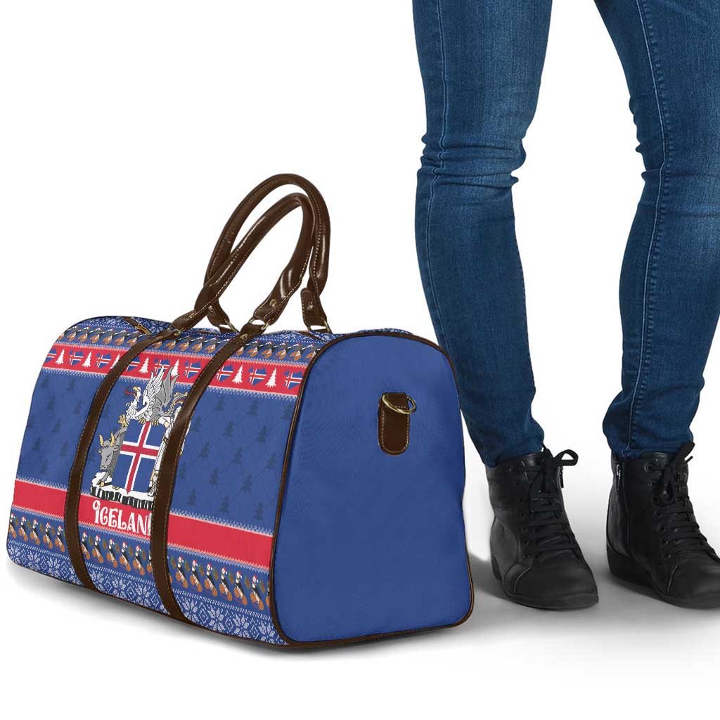 Iceland Christmas Travel Bag Coat Of Arms Christmas Pattern - Wonder Print Shop