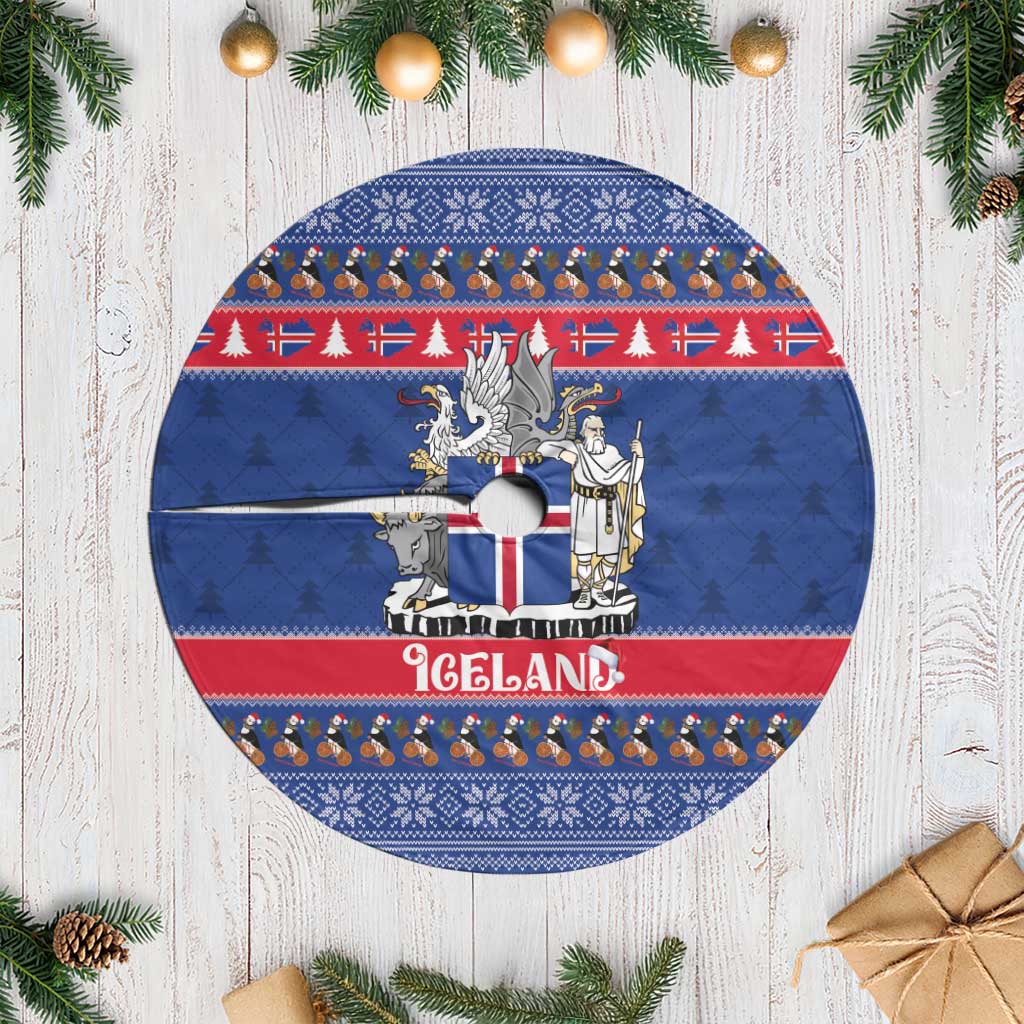 Iceland Christmas Tree Skirt Coat Of Arms Christmas Pattern - Wonder Print Shop