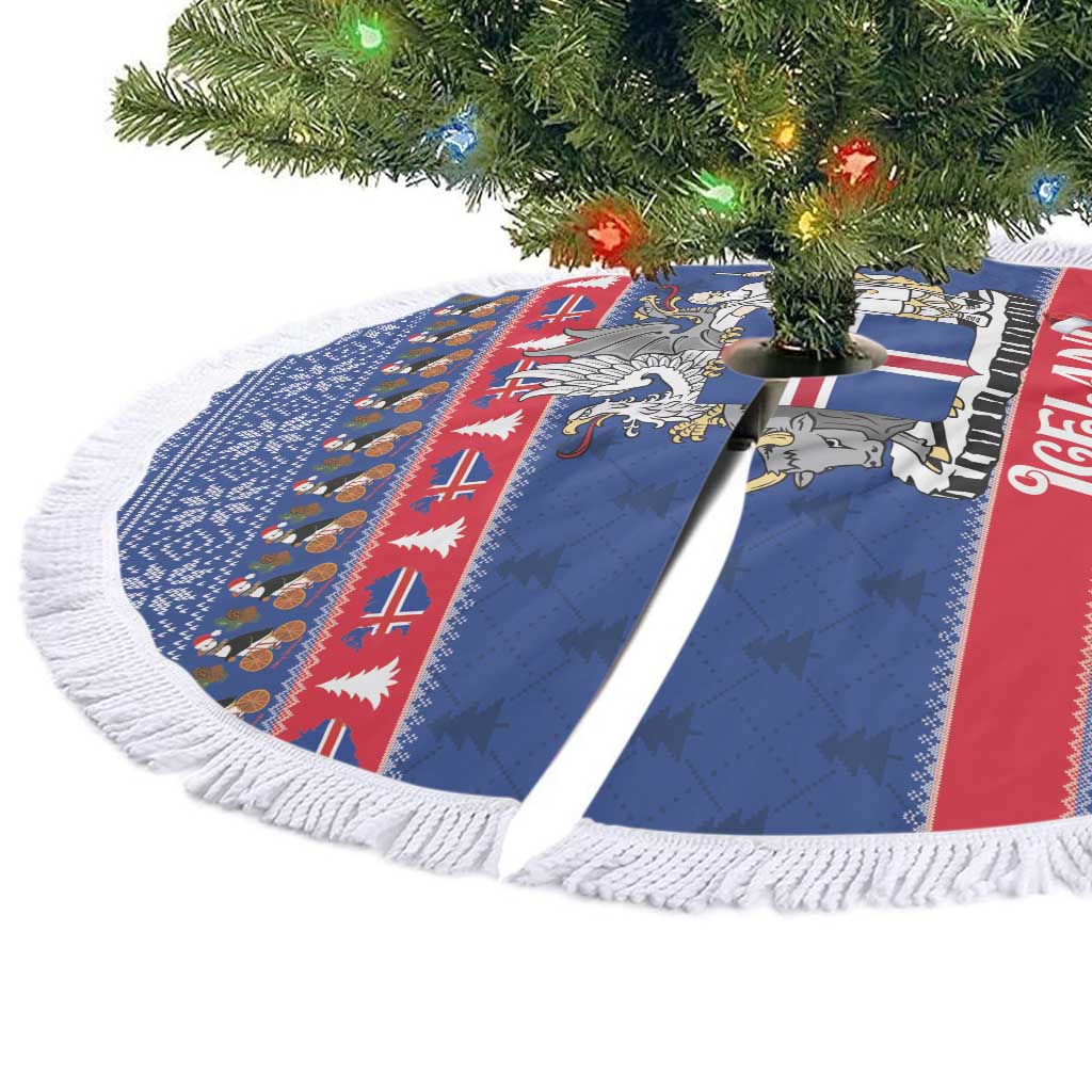 Iceland Christmas Tree Skirt Coat Of Arms Christmas Pattern - Wonder Print Shop
