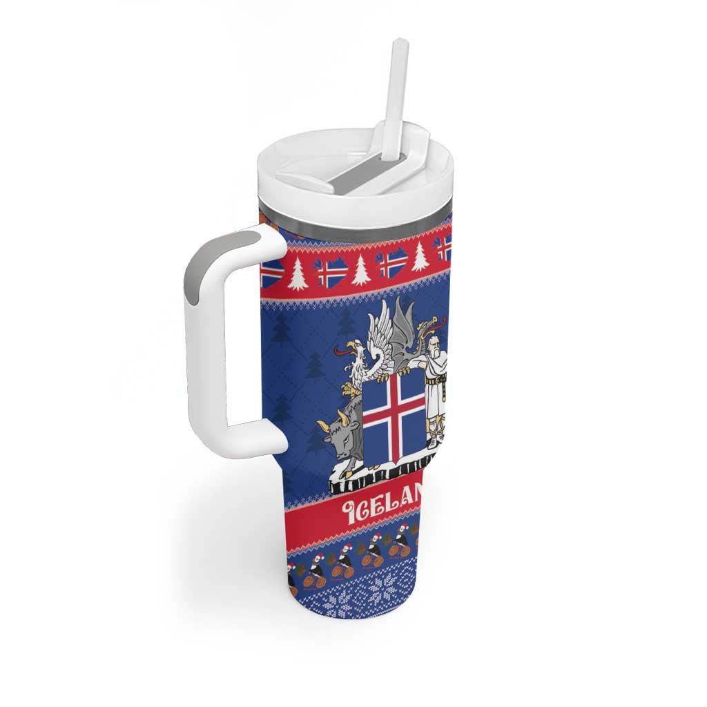 Iceland Christmas Tumbler With Handle Coat Of Arms Christmas Pattern - Wonder Print Shop