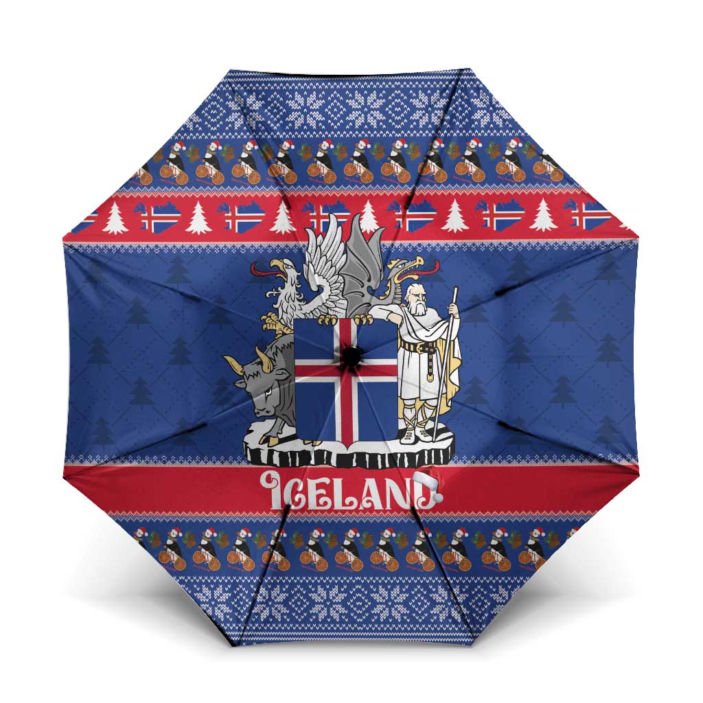 Iceland Christmas Umbrella Coat Of Arms Christmas Pattern - Wonder Print Shop