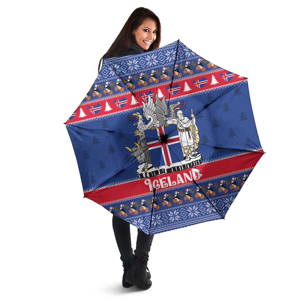 Iceland Christmas Umbrella Coat Of Arms Christmas Pattern - Wonder Print Shop