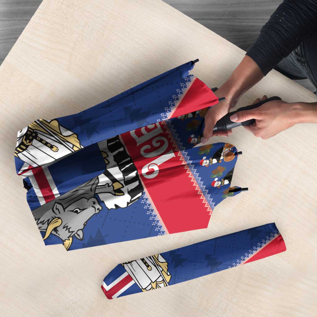 Iceland Christmas Umbrella Coat Of Arms Christmas Pattern - Wonder Print Shop