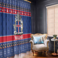 Iceland Christmas Window Curtain Coat Of Arms Christmas Pattern - Wonder Print Shop