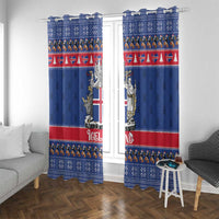 Iceland Christmas Window Curtain Coat Of Arms Christmas Pattern - Wonder Print Shop