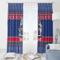 Iceland Christmas Window Curtain Coat Of Arms Christmas Pattern - Wonder Print Shop