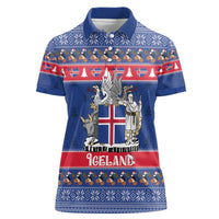 Iceland Christmas Women Polo Shirt Coat Of Arms Christmas Pattern - Wonder Print Shop