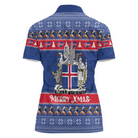 Iceland Christmas Women Polo Shirt Coat Of Arms Christmas Pattern - Wonder Print Shop