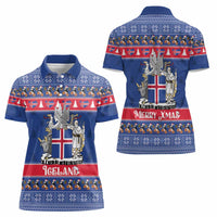 Iceland Christmas Women Polo Shirt Coat Of Arms Christmas Pattern - Wonder Print Shop
