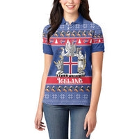 Iceland Christmas Women Polo Shirt Coat Of Arms Christmas Pattern - Wonder Print Shop