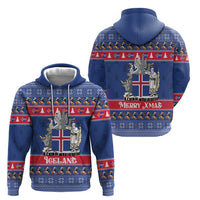 Iceland Christmas Zip Hoodie Coat Of Arms Christmas Pattern - Wonder Print Shop