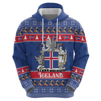 Iceland Christmas Zip Hoodie Coat Of Arms Christmas Pattern - Wonder Print Shop