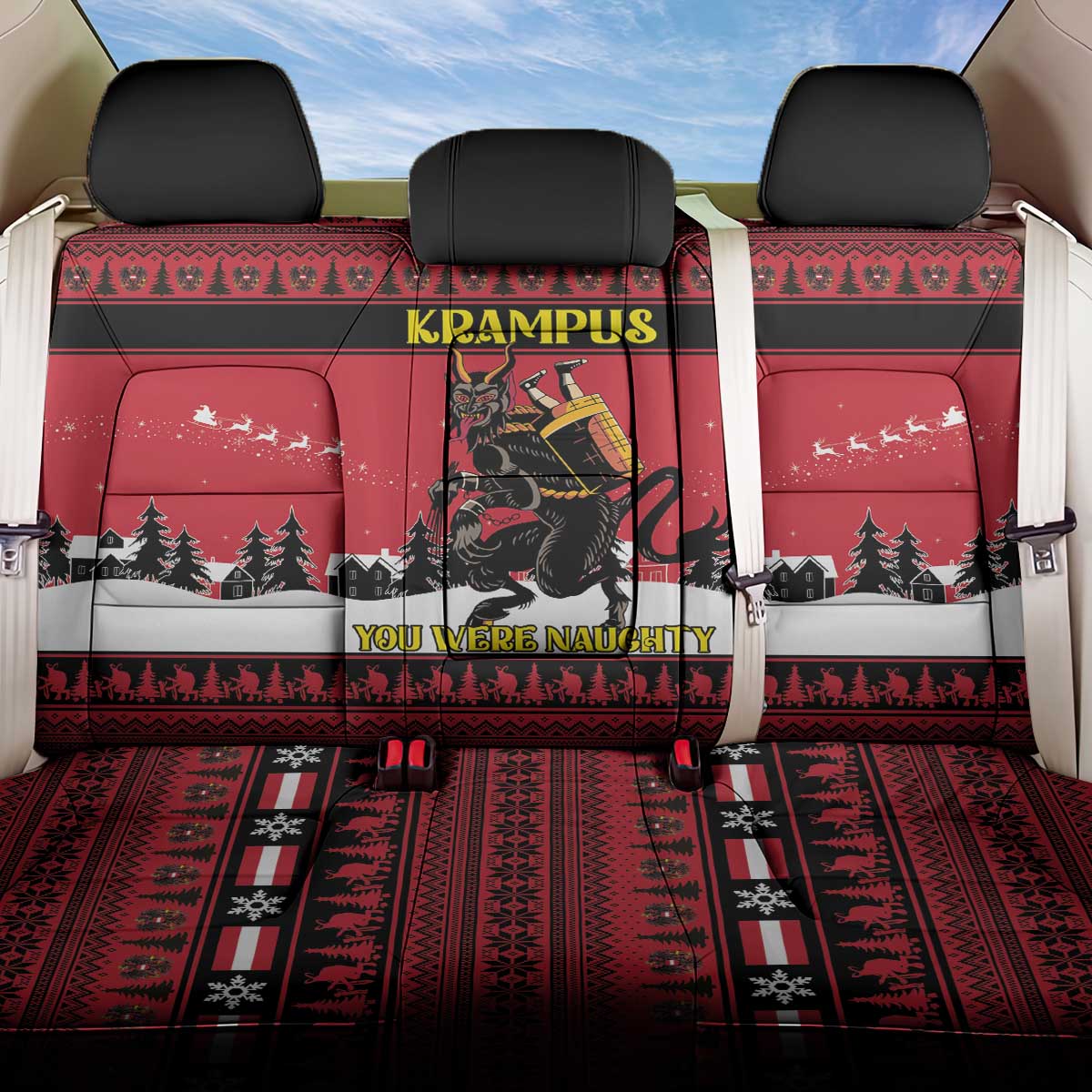 Austria Christmas Back Car Seat Cover Krampus You Were Naughty - Wonder Print Shop
