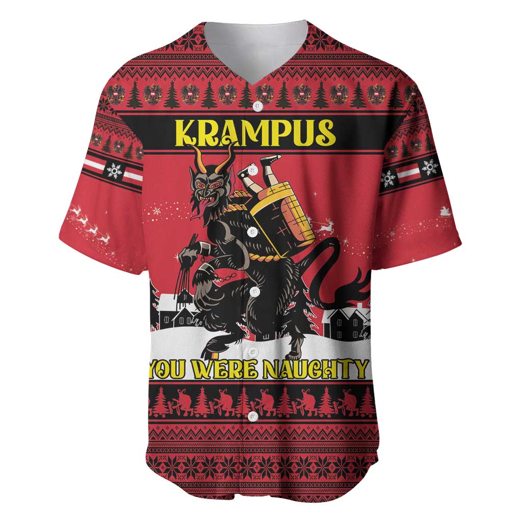 Austria Christmas Baseball Jersey Krampus You Were Naughty - Wonder Print Shop