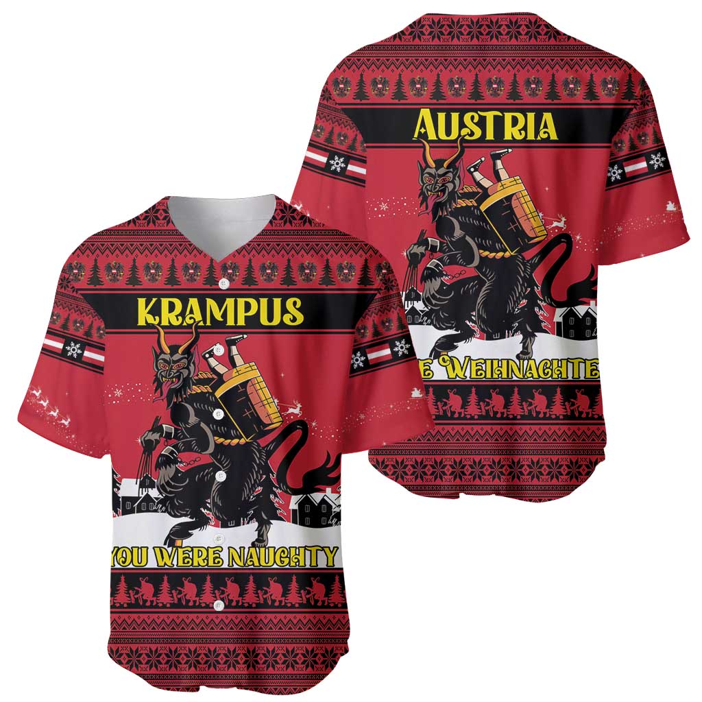 Austria Christmas Baseball Jersey Krampus You Were Naughty - Wonder Print Shop