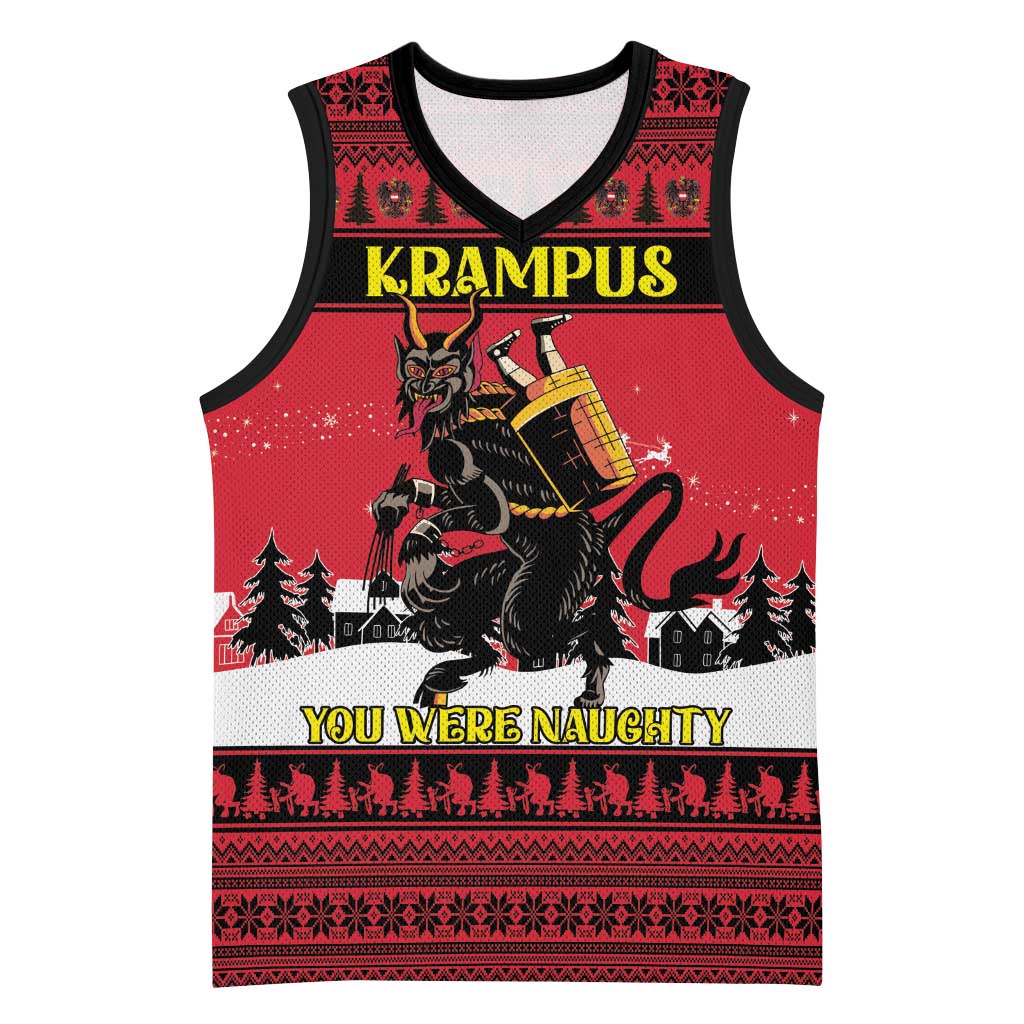 Austria Christmas Basketball Jersey Krampus You Were Naughty - Wonder Print Shop
