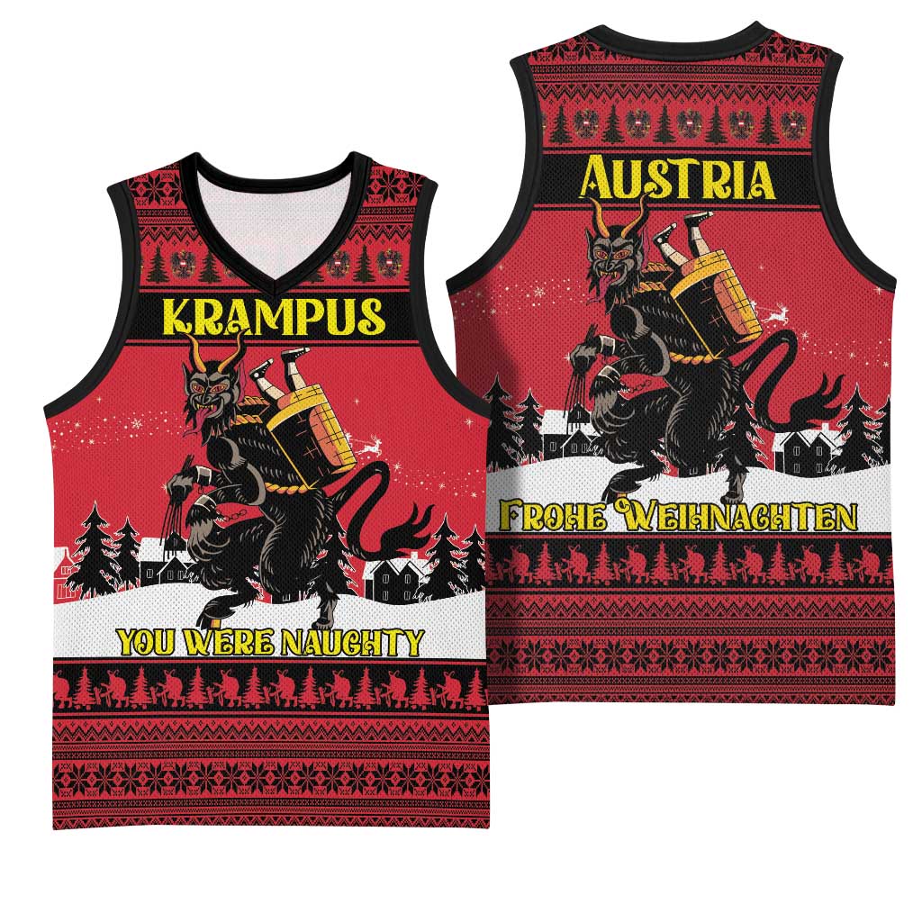 Austria Christmas Basketball Jersey Krampus You Were Naughty - Wonder Print Shop