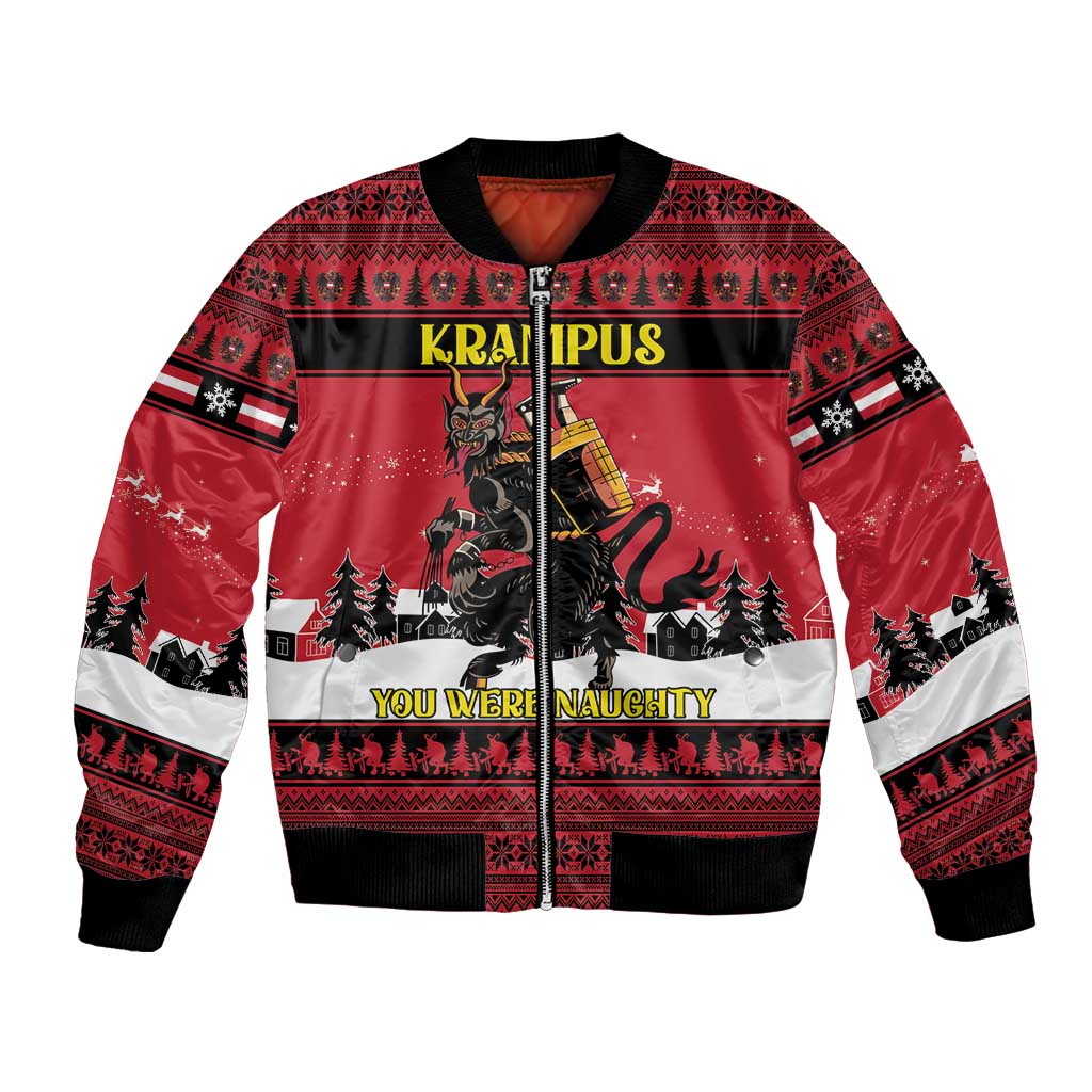 Austria Christmas Bomber Jacket Krampus You Were Naughty - Wonder Print Shop