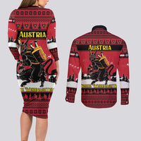 Austria Christmas Couples Matching Long Sleeve Bodycon Dress and Long Sleeve Button Shirt Krampus You Were Naughty - Wonder Print Shop