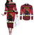 Austria Christmas Couples Matching Off The Shoulder Long Sleeve Dress and Long Sleeve Button Shirt Krampus You Were Naughty - Wonder Print Shop