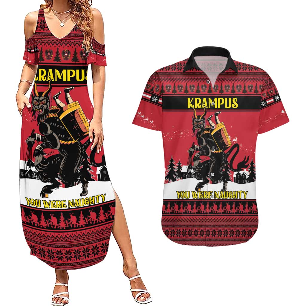Austria Christmas Couples Matching Summer Maxi Dress and Hawaiian Shirt Krampus You Were Naughty - Wonder Print Shop