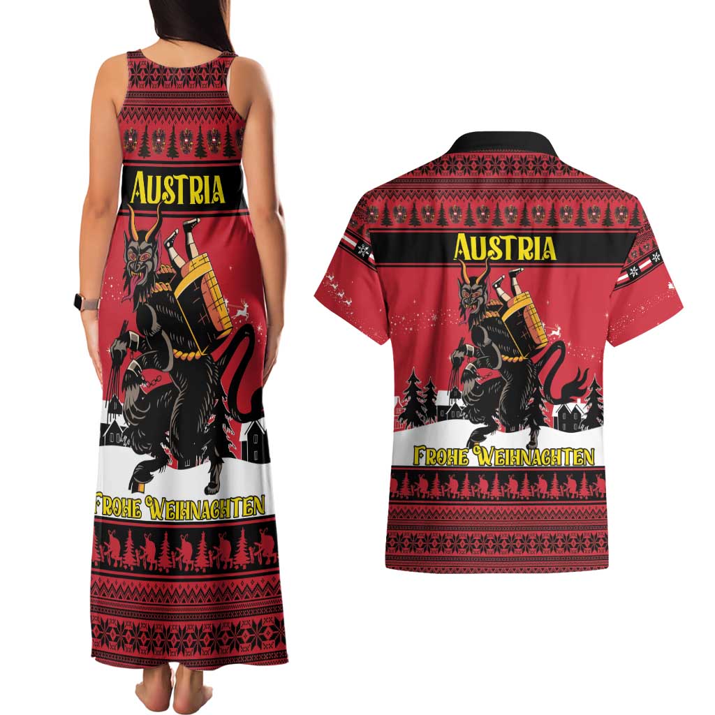 Austria Christmas Couples Matching Tank Maxi Dress and Hawaiian Shirt Krampus You Were Naughty - Wonder Print Shop