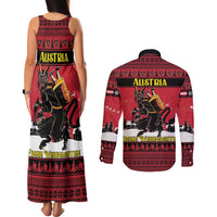 Austria Christmas Couples Matching Tank Maxi Dress and Long Sleeve Button Shirt Krampus You Were Naughty - Wonder Print Shop