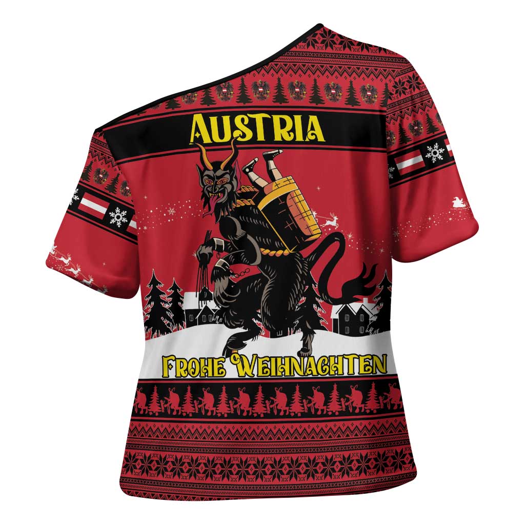 Austria Christmas Cross Shoulder Shirt Krampus You Were Naughty - Wonder Print Shop