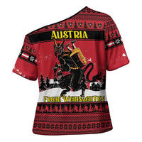 Austria Christmas Cross Shoulder Shirt Krampus You Were Naughty - Wonder Print Shop