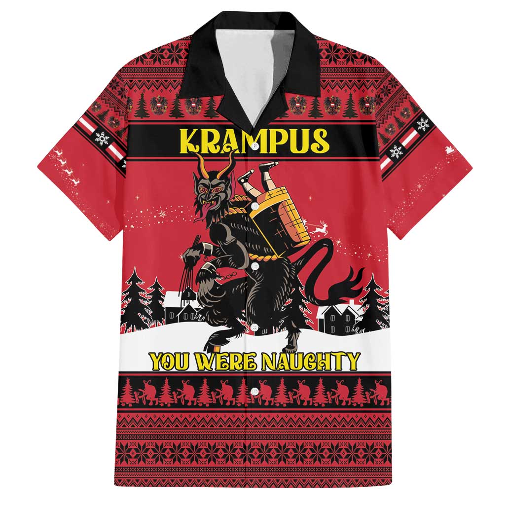 Austria Christmas Family Matching Long Sleeve Bodycon Dress and Hawaiian Shirt Krampus You Were Naughty - Wonder Print Shop