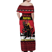 Austria Christmas Family Matching Off Shoulder Maxi Dress and Hawaiian Shirt Krampus You Were Naughty - Wonder Print Shop