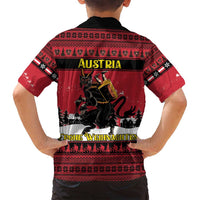 Austria Christmas Family Matching Off Shoulder Short Dress and Hawaiian Shirt Krampus You Were Naughty - Wonder Print Shop