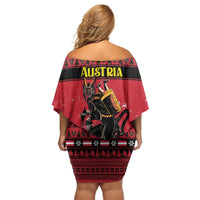 Austria Christmas Family Matching Off Shoulder Short Dress and Hawaiian Shirt Krampus You Were Naughty - Wonder Print Shop