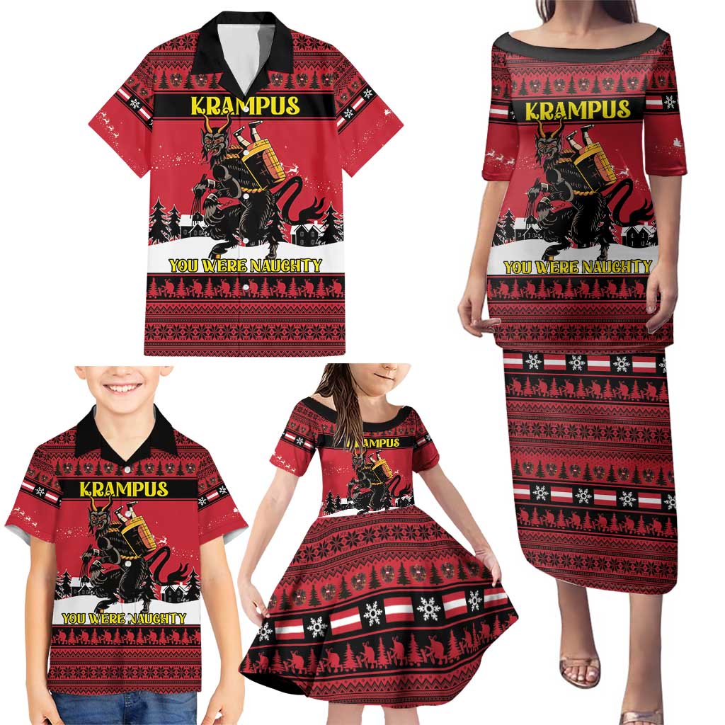 Austria Christmas Family Matching Puletasi and Hawaiian Shirt Krampus You Were Naughty - Wonder Print Shop